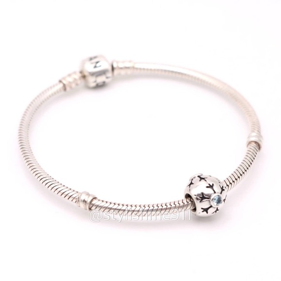 Authentic PANDORA Sterling Silver Crystalized Snowflake Blue CZ Charm - Picture 5 of 10